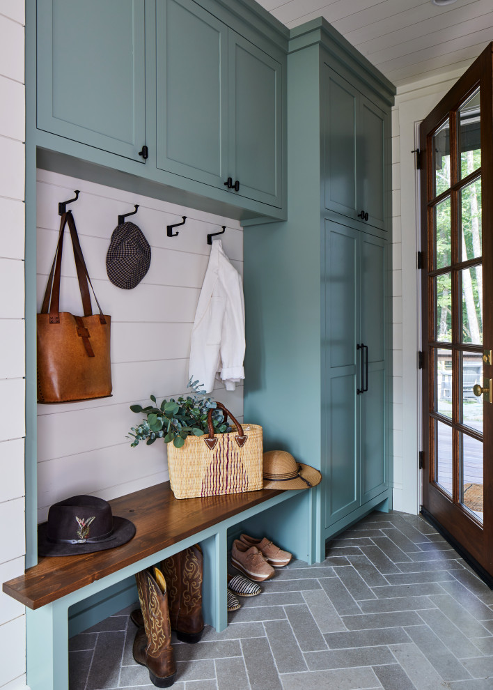 Inspiration for a rustic entryway remodel in Austin