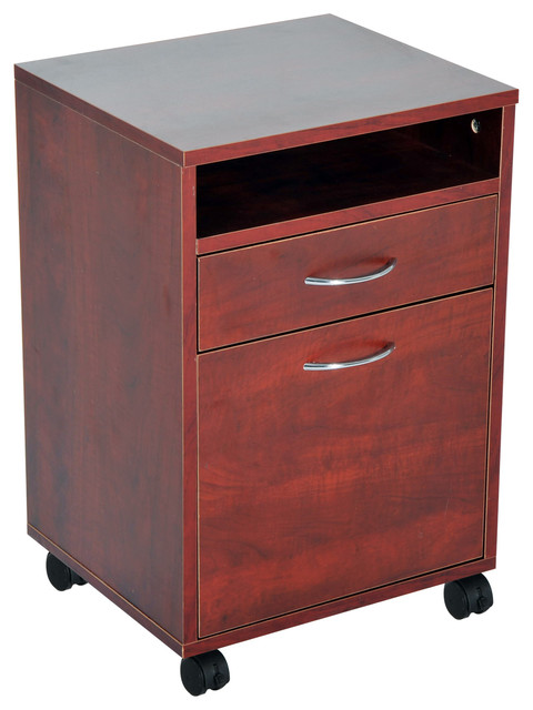 Homcom 24 Rolling End Table Mobile Printer Cart Nightstand Organizer Brown Contemporary Office Carts And Stands By Aosom