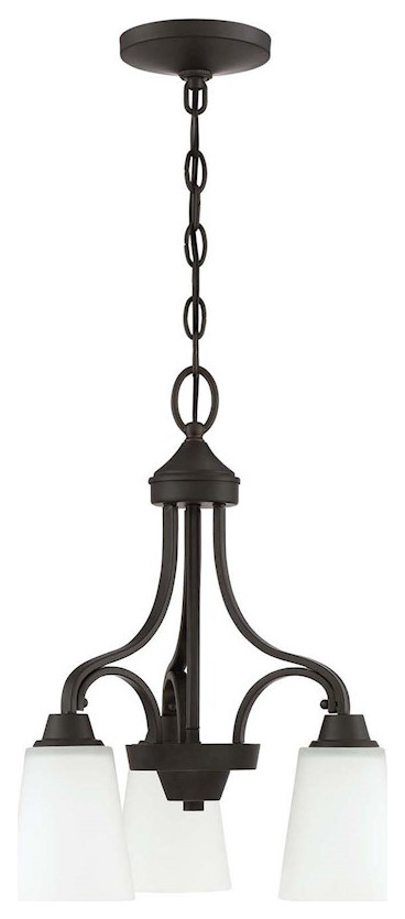 Craftmade Grace 3 Light Down Chandelier, Espresso w/White Frosted