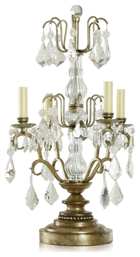 Dann Foley Candelabra Table Lamp Crystal Accents Aged Gold Finish