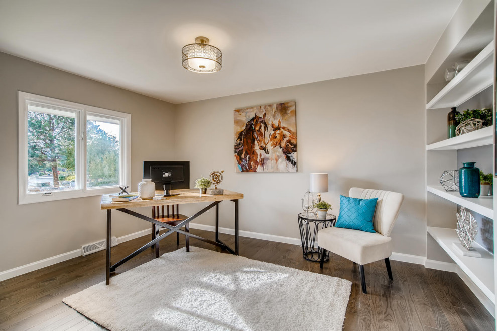 Home office - transitional home office idea in Denver