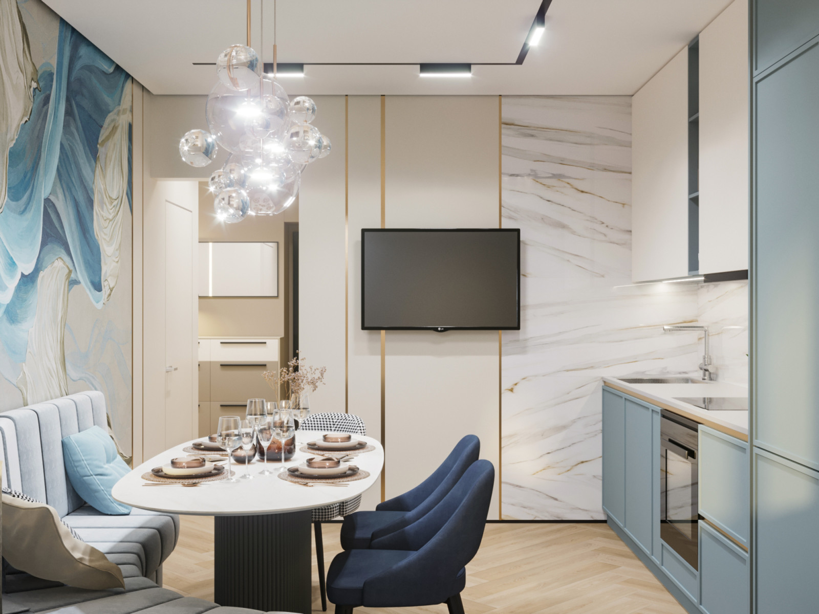 Кухня с эркером, неоклассика