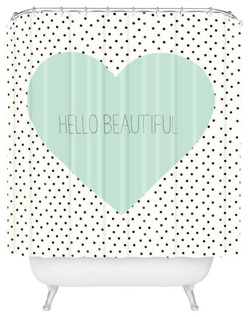 Allyson Johnson Hello Beautiful Heart Shower Curtain, Standard 69"x72" Contemporary Shower