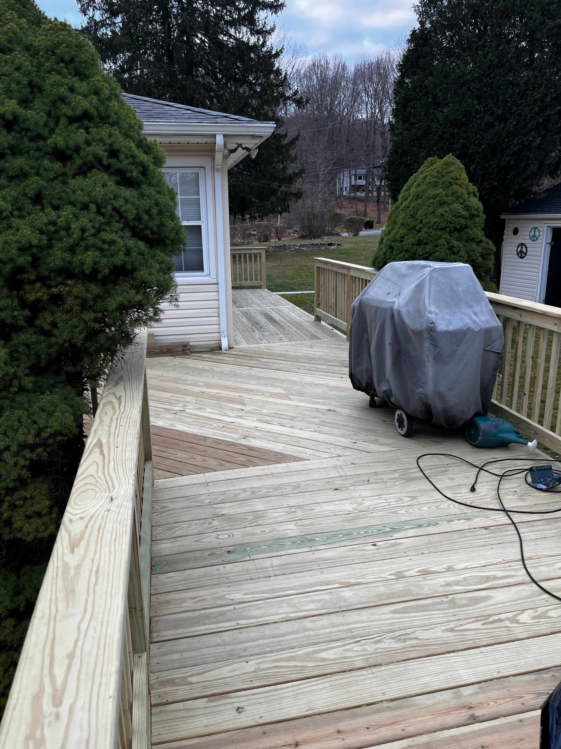 Pressure treated wood deck