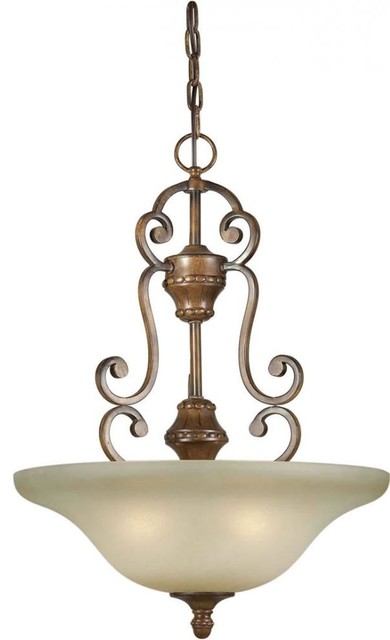 Forte Lighting 18 in.W 4 Light Bowl Pendant in Rustic Sienna