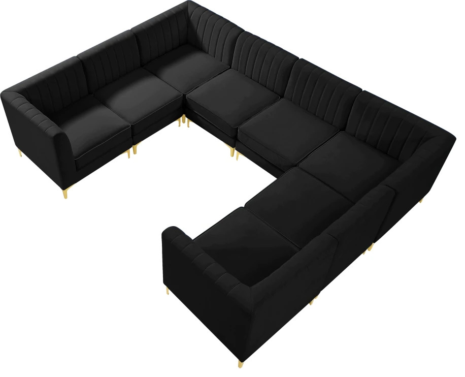Lovely Velvet Modular Sectional Black Mediterranean Sectional Sofas