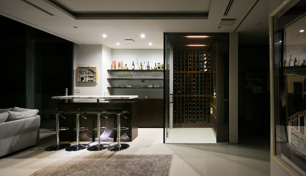 Design ideas for a modern wine cellar in Tokyo.