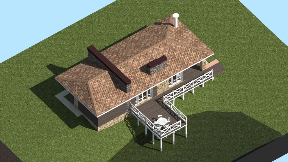 Кухня на берегу пруда.