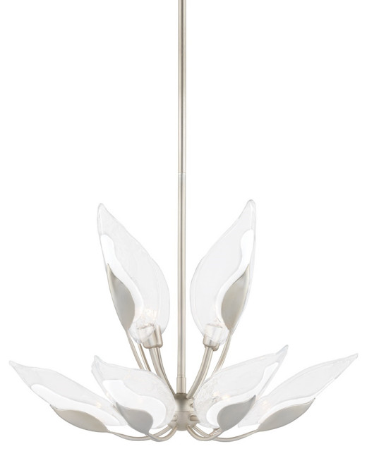 Blossom 10-Light Chandelier Silver Leaf Finish Clear Glass