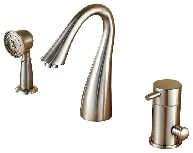 3 Piece Single Handle Bathtub Faucet With Handshower Brushed Nickel Contemporary Tub And Shower Faucet Sets By Fontana Showers Houzz