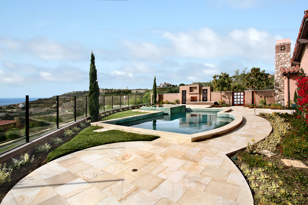Mediterranean custom-shaped pool in Orange County.