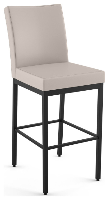 Amisco Perry Counter and Bar Stool, Cream Faux Leather / Black Metal, Bar Height