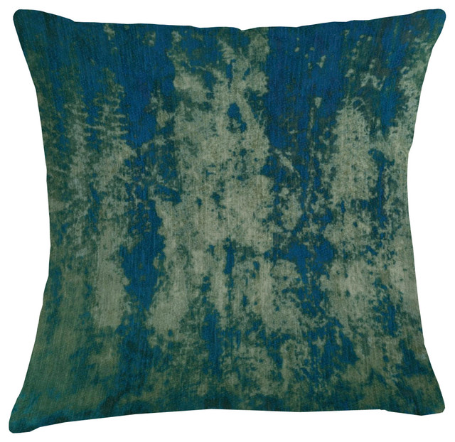 Mineral Velvet Cushion, Blue and Pale Green