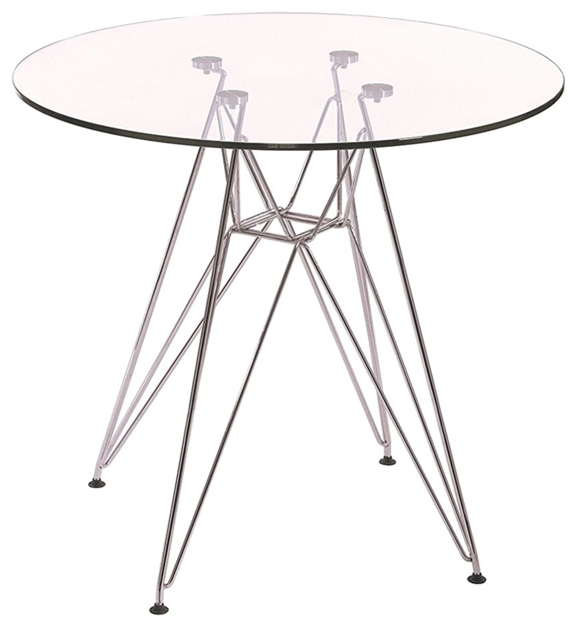 Modern Style Dining Table With Chromed Leg and Tempered Glass Top 47