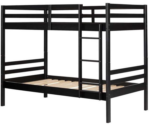 South Shore Induzy Twin Over Twin Bunk Bed in Matte Black