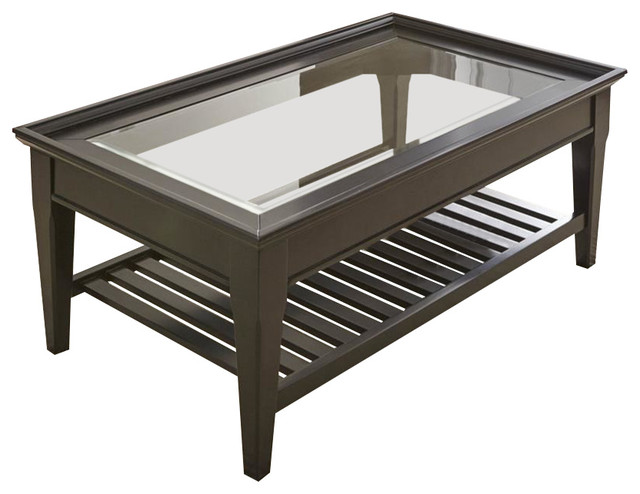 Steve Silver Bridget Glass Top Cocktail Table In Ebony
