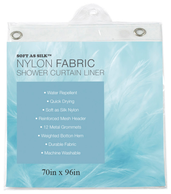 Nylon Fabric Shower Curtain Liner, White, Size 70"x96" Contemporary Shower Curtains by