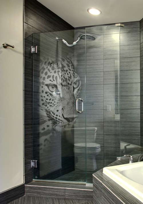  Glass  Shower  Door  Make Over with Panther 3D Laser Print 