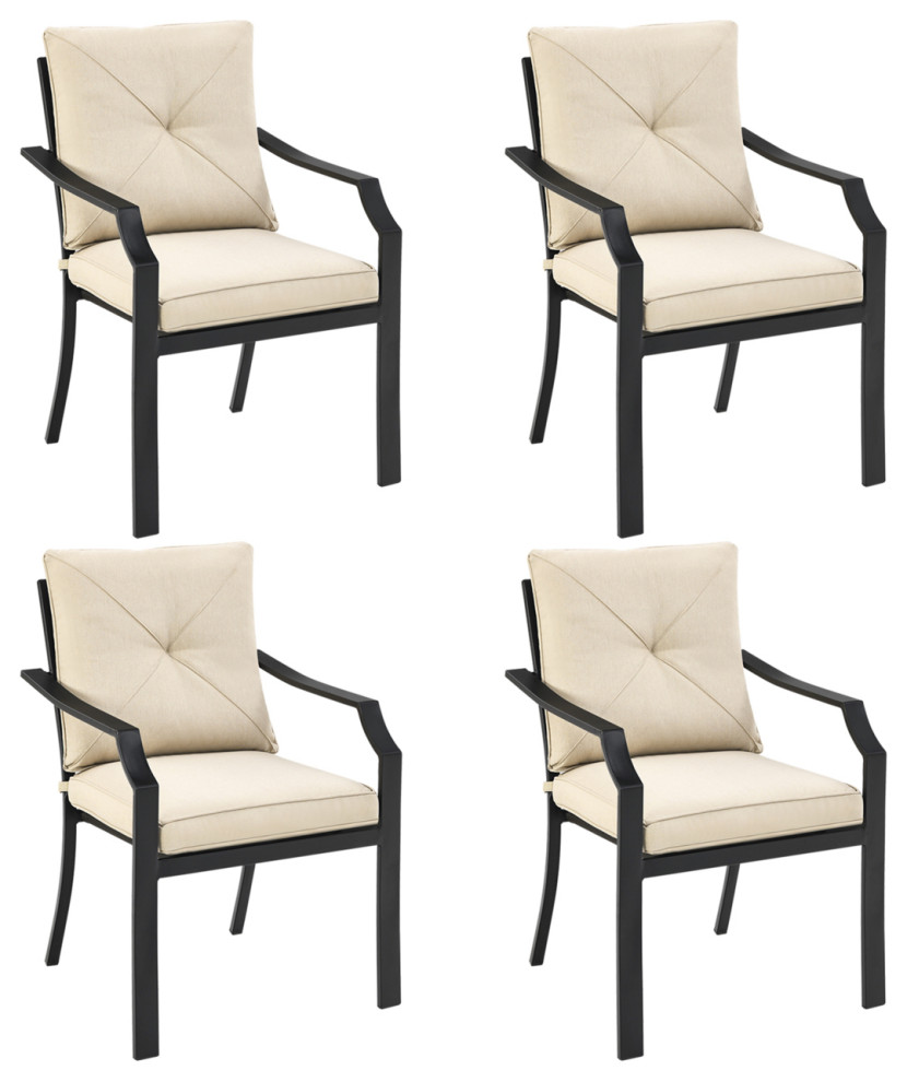 Set Of 4 Stackable Patio Dining Chair Cushioned Armchair Bistro Chair