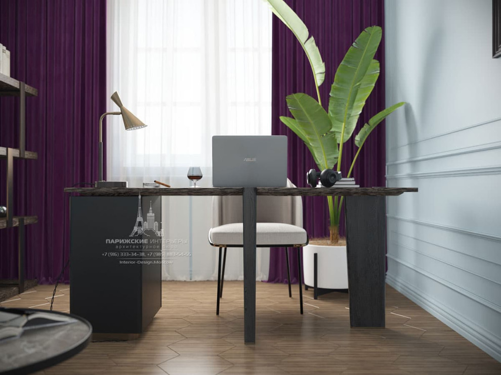 Океанский подарок. Бордовые акценты в московской 3-комнатной квартире