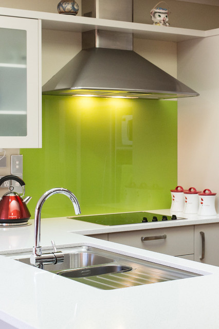 Touchtex Pavement Kitchen with Green Splashback eclectic-kitchen