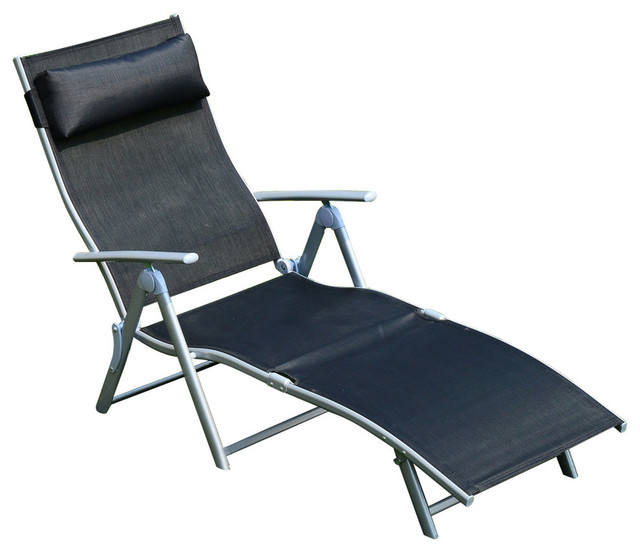 Outsunny Patio Reclining Chaise Lounge Chair With Cushion Black