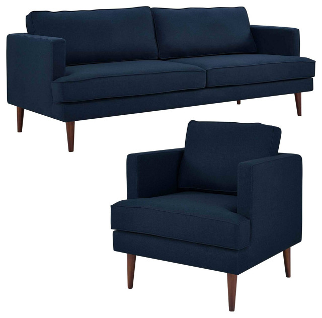Agile Upholstered Fabric Contemporary Sofa and Lounge Accent Arm Chair