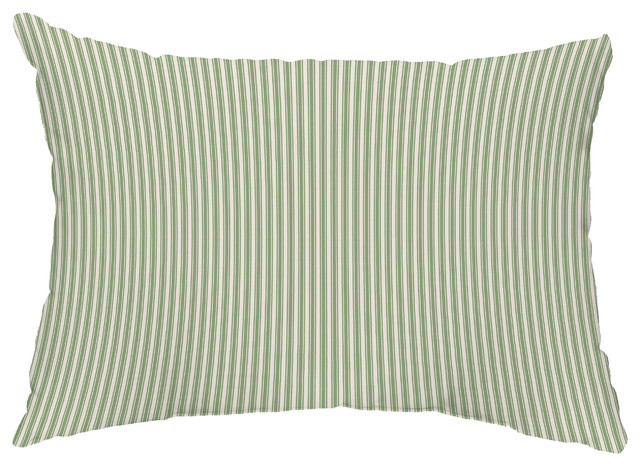 Ticking Stripe 14"x20" Decorative Stripe Outdoor Pillow, Green