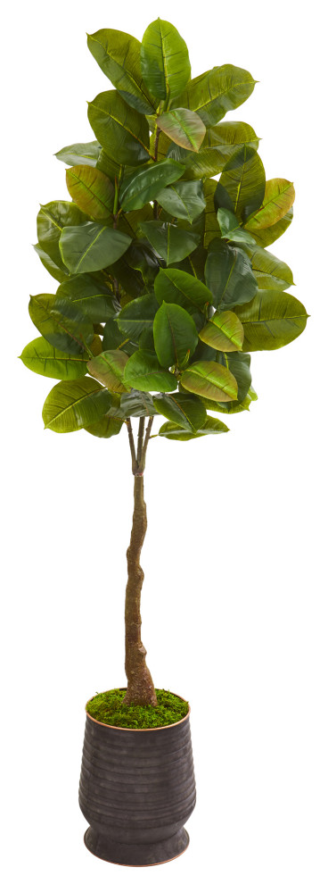 Nearly Natural 70 Banana Artificial Tree in Country White Planter ...