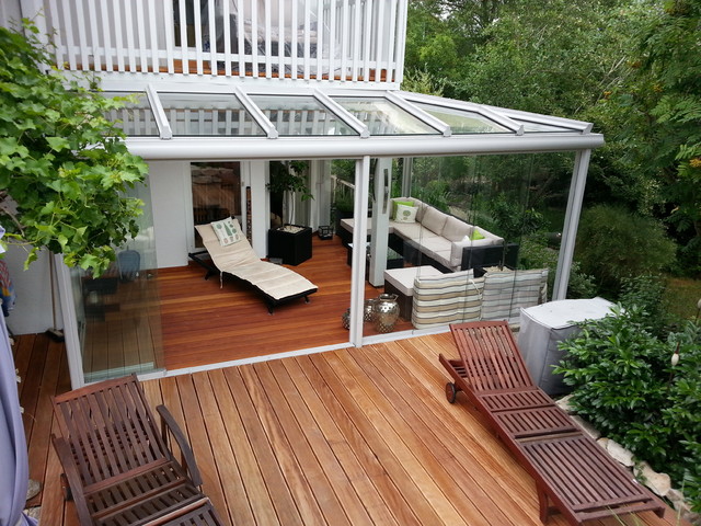 Sommergarten mit Ganzglasschiebet&uuml;ren deck