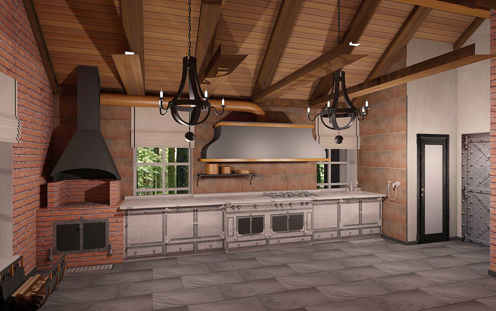 Летняя кухня в стиле лофт