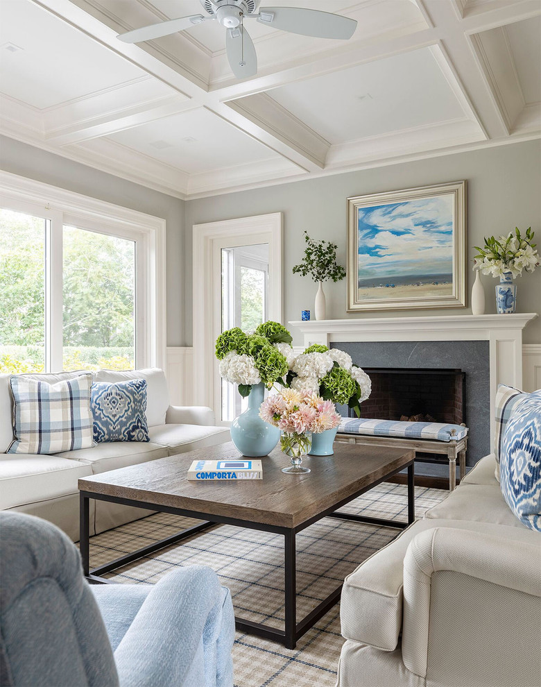 Inspiration for a coastal living room remodel in Other
