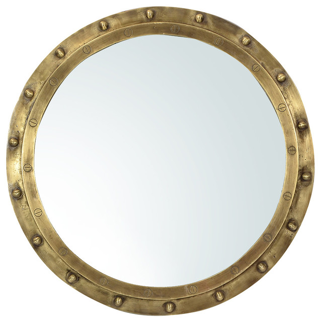 Industrial Brass Rivet Mirror Frame Small Wall Industrial Brass Rivet Mirror Frame