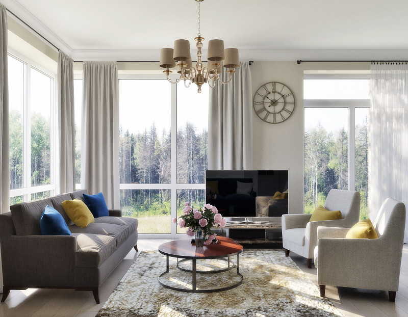 Неоклассика с видом на сосновый лес