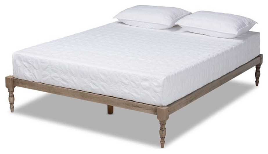 Baxton Studio Iseline King Size Grey Finished Wood Platform Bed Frame