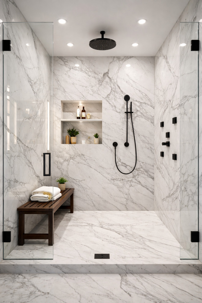 Luxury Marble Walk-In Shower Remodel