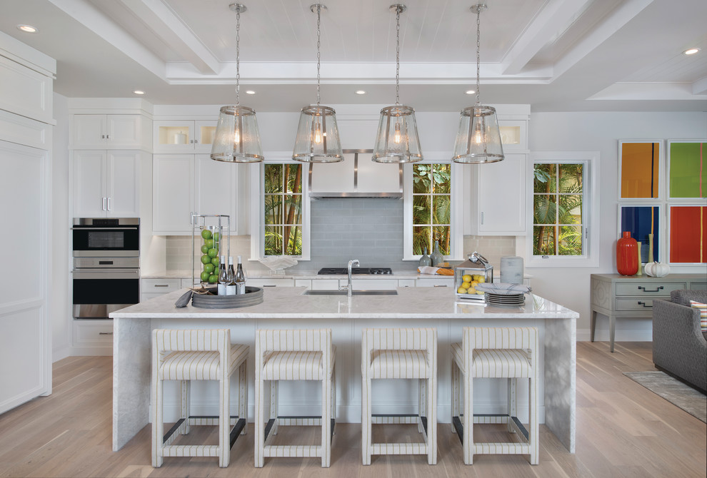 Design ideas for a transitional kitchen in Miami.