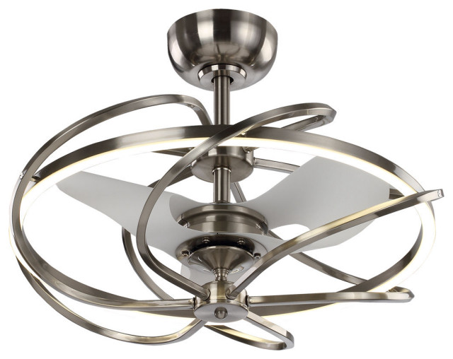 27-inch Satin Nickel Reversible LED Ceiling Fan with Remote ...