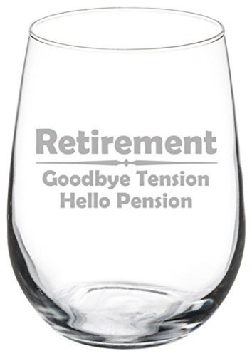 Beer Glass Pilsner Stein Mug 15oz Funny Retirement Goodbye Tension Hello Pension 