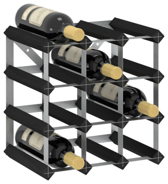 Vidaxl Wine Rack For 12 Bottles Black Solid Pine Wood Transitional