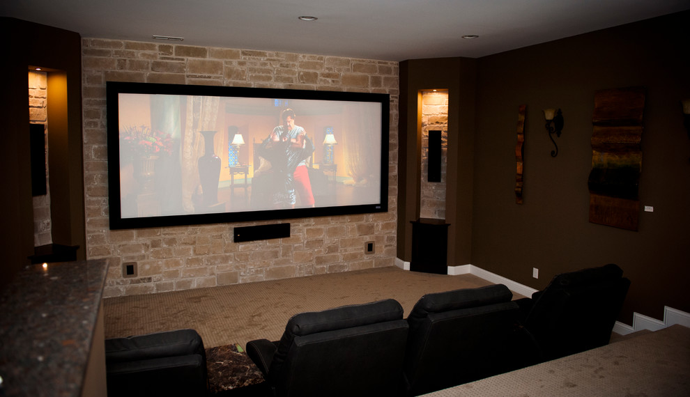 This is an example of a transitional home theatre in Cincinnati.