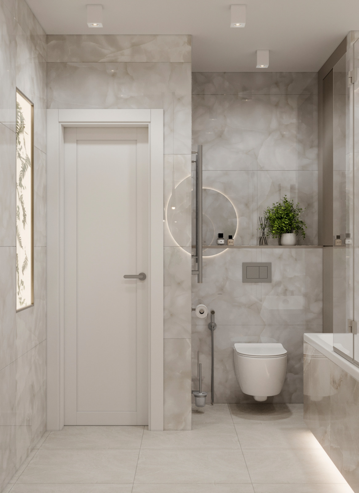 Ванная комната с растительными нишами