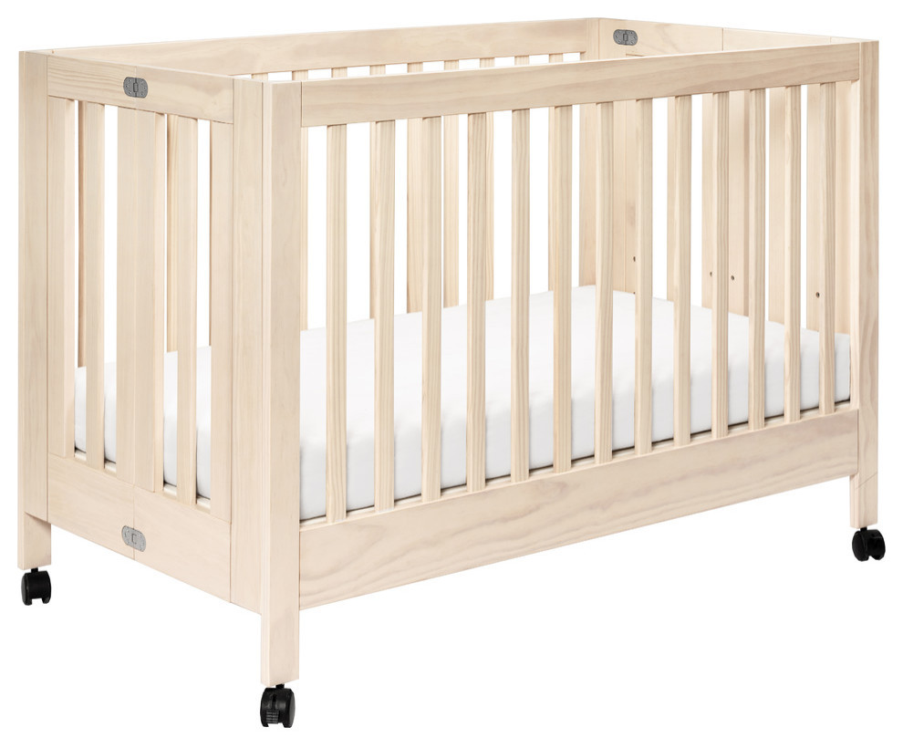Maki Full-Size Portable Folding Crib In Washed Natural