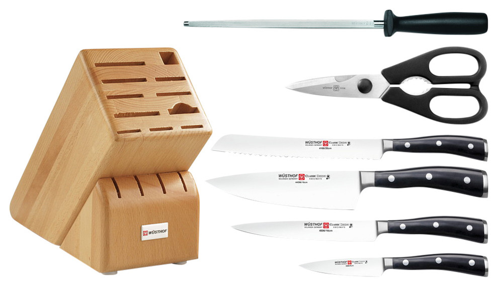 Wusthof Classic Ikon 7 Piece Knife Block Set Contemporary Knife