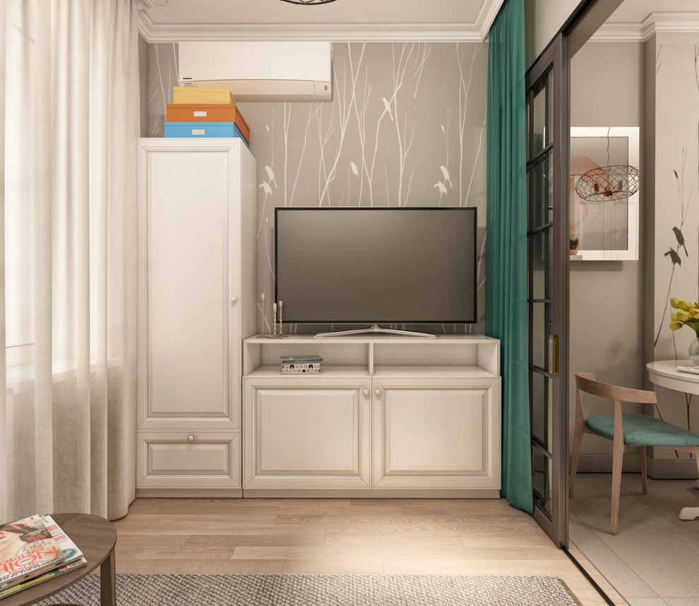 Проект кухни-гостиной площадью 14 м² для семьи из двух человек.