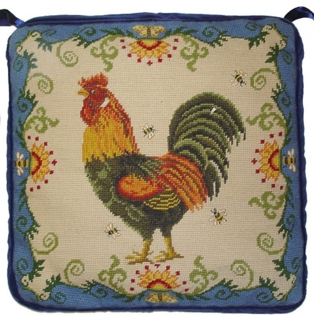 Rooster Chair Pad Traditional Seat Cushions By Hkh Intl Rooster Chair Pad Blue