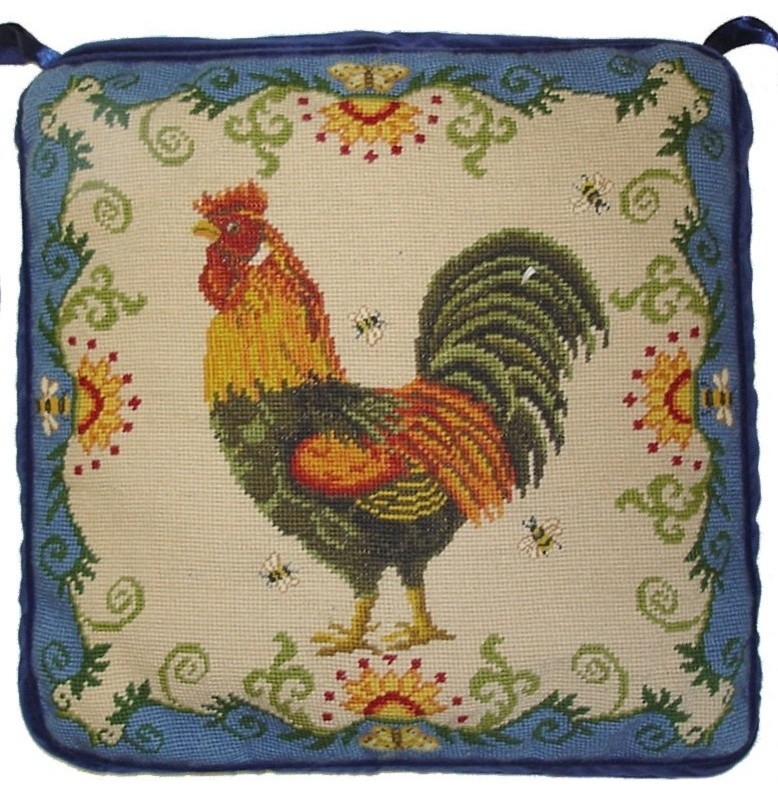 Rooster Chair Pad Traditional Seat, Rooster Chair Pad
