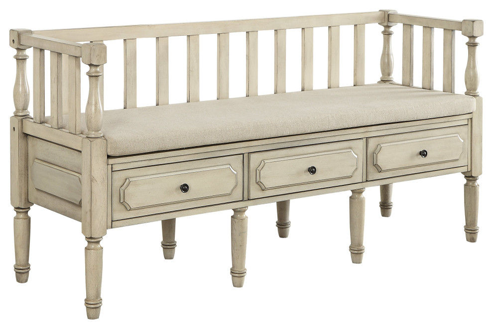 Claudette Transitional Storage Bench In Natural Tone Farmhouse