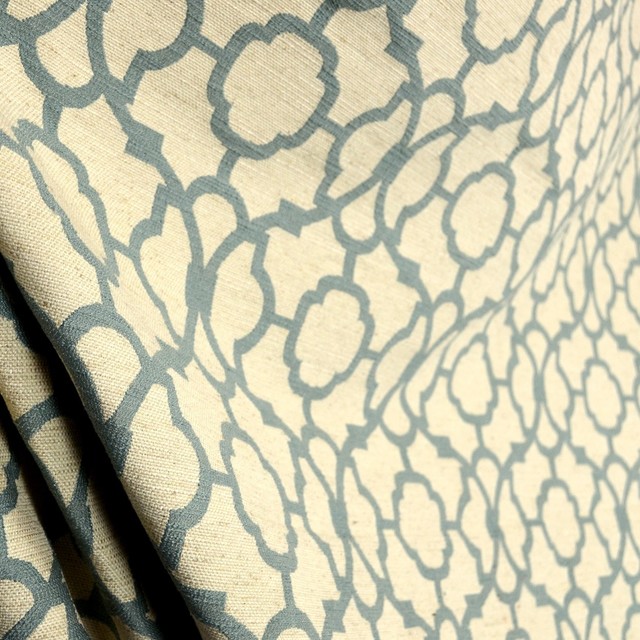 Trellis Fabric fretwork powder blue trellis geometric linen fabric - traditional Trellis Fabric fretwork powder blue trellis geometric linen fabric - traditional