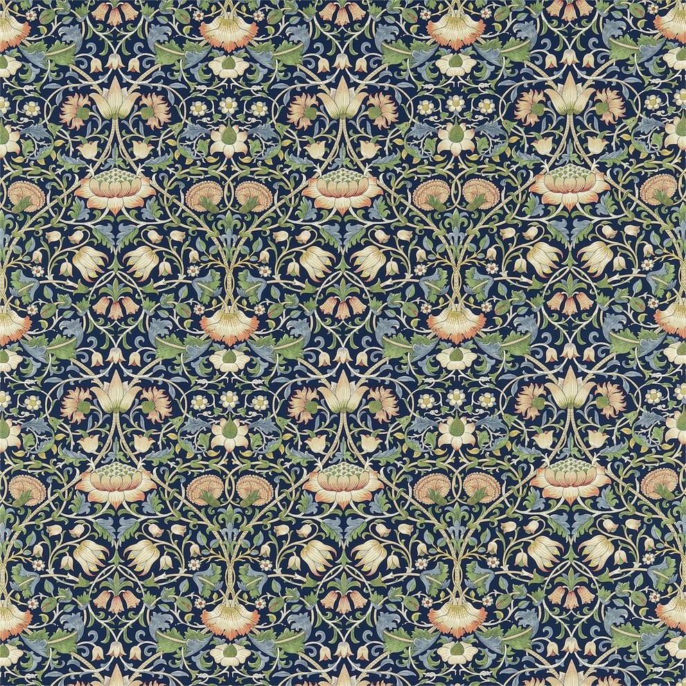 William Morris Lodden Fabric - Indigo/Mineral 222521